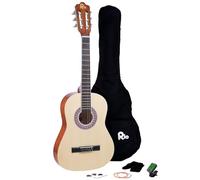 Río 3/4 tamaño Paquete de guitarra clásica para niños traje de principiantes - 9 A 12 años - incluye bolsa, correa, púas, sintonizador Natural
