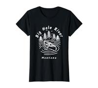 Río Big Hole (Montana) Camiseta gráfica económica, Mujer, Negro, S