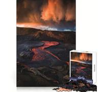Río de Lava bajo un Cielo dramático Rompecabezas de 1000 Piezas para Adultos Juguete Inteligente para el hogar Corte Suave Sorpresa navideña (50x75cm)