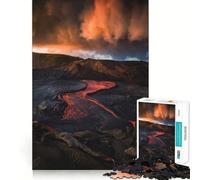 Río de Lava bajo un Cielo dramático Rompecabezas de 1000 Piezas para Adultos Juguete Inteligente para el hogar Corte Suave Sorpresa navideña (50x75cm)