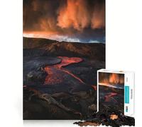 Río de Lava bajo un Cielo dramático Rompecabezas de 1000 Piezas para Adultos y Adolescentes Recuerda armarlo Lentamente Disfruta del Arte de Corte preciso Coleccionable (38x52cm)