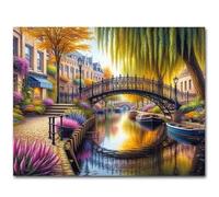 Río del Puente de la Ciudad Puzle de 2000 Piezas 100x70 cm - Rompecabezas DIY Pintura, Entretenimiento Creativo Adultos Mayores de 14 años Decoración del Hogar
