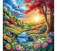 Río del Valle Rompecabezas 100 Piezas Cartón Grueso para Mayores Noches Juegos Familiares Estimulación Mental Regalo San Valentín 28x28cm