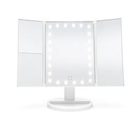 Rio Espejo de Maquillaje de 3 vías Regulable táctil con 24 LED y 3 aumentos con luz, Color Blanco