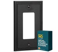 Rio Salto Placa de pared de doble línea de borde moderno de metal, cubierta de tomacorriente, cubierta de interruptor de luz, placa decorativa para tomas de corriente (negro mate, 1 balancín, 1 unidad