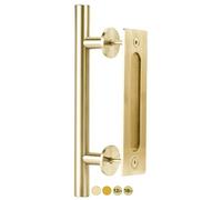 Rio Salto Tirador de puerta corrediza de latón cepillado dorado de 12 pulgadas, grande y pesado (dorado, 1 paquete)