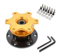 Rioer Adaptador de Cubo de Liberación Rápida del Volante del Automóvil, Adaptador de Carreras Universal Kit de Jefe Extraíble Desmontable para Carreras de Autos, Rally, Patrones de 6 Agujeros, Dorado