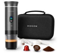 RIOGOM Cafetera Portátil de Capsulas 3 en 1 Outin 20v Usb-C + Estuche rígido, Compacta, Ligera Y Recargable, Ideal para Tomar Cafe Caliente en Camping, Coche, camion Oficina (Gris)