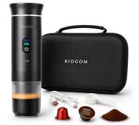 RIOGOM Cafetera Portátil de Capsulas 3 en 1 Outin 20v Usb-C + Estuche rígido, Compacta, Ligera Y Recargable, Ideal para Tomar Cafe Caliente en Camping, Coche, camion Oficina