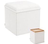 RIOGOM ® Puff Almacenaje, Banco de Almacenamiento Plegable, Cuadrado, Mesa de Madera Reversible, Taburete Reposapiés, Reposapies Sofa, Taburete almacenaje, 38 x 38 x 39 cm