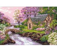 RIOLIS 1098 Vista de Primavera Kit de punto de cruz contado 38 x 26 cm | gráfico y aguja incluidos, kit de bordado para regalo