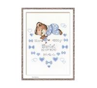 RIOLIS 1124 Anuncio de Nacimiento de Niño Kit de punto de cruz contado | Bebé diseño, 14 ct blanco Zweigart Aida, 10 algodón Anchor colores, de principiante a intermedio, gráfico y aguja incluidos