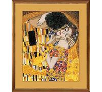 RIOLIS 1170 El Beso, según G. Klimt Kit de punto de cruz contado 30 x 35 cm | 14 ct blanco Zweigart Aida, 25 lana/acrílico colores, de intermedio a avanzado, gráfico y aguja incluidos