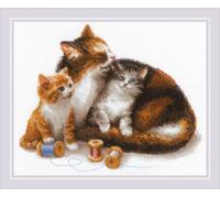 Riolis 1811 - Kit de punto de cruz (algodón, 3024 cm), diseño de gato con gatito