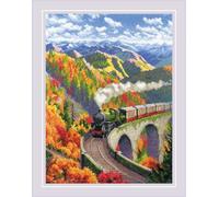 RIOLIS 2211 Expreso de Otoño Kit de punto de cruz contado 29.8 x 40 cm | 14 ct blanco Zweigart Aida, 29 lana/acrílico colores, nivel intermedio, gráfico y aguja incluidos, kit de bordado para regalo