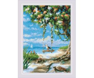 RIOLIS 2215 Columpio en la Playa Kit de punto de cruz contado 21 x 30 cm | gráfico y aguja incluidos, kit de bordado para regalo