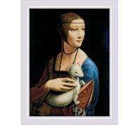 RIOLIS 2222 La Dama del Armiño, según L. da Vinci Kit de punto de cruz | 29.8 x 40 cm, 14 ct negro Zweigart Aida, 38 algodón Anchor colores, nivel intermedio, gráfico y aguja incluidos