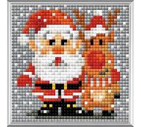 Riolis - AM0018 Papá Noel diamantes Pintura, acrílico, multicolor, 10 x 10 cm