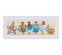 RIOLIS - Cluck-Cluck?! 2266, Kit de punto de cruz de animales de 9½ x 3¼, kits de punto de cruz para principiantes y avanzados, kits de punto de cruz para adultos, kits de costura contada, kit de