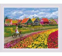 RIOLIS Counted Cross Stitch Kit 15.75"X11.75"-Tulip Field (14 Count)