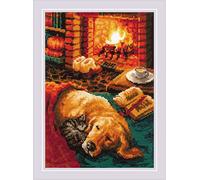 RIOLIS Counted Cross Stitch Kit 8.25"X11.75"-By The Fireplace (14 Count) -R2004
