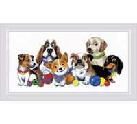 Riolis Dog Show Kit de Punto de Cruz, Algodón, Multicolor, 40 x 20 cm