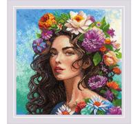 RIOLIS - Floral Muse 2254, kits de punto de cruz floral de 11¾ x 11¾ pulgadas, kits de punto de cruz para principiantes y avanzados, kits de punto de cruz para adultos, kits de costura contada, kit de