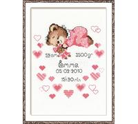 Riolis Kit de Punto de Cruz Certificado de Nacimiento (Niña)