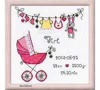 Riolis Kit de punto de cruz ¡Es una niña! 20 x 20 cm