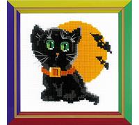 Riolis Kreuzstich-Set Schwarze Katze, Zählmuster Kit de Punto de Cruz, diseño de Gato, Algodón, Multicolor, 15.0 x 15.0 x 0.1 cm