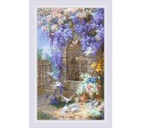 RIOLIS - Spring After E. Bidou 2279, kits de punto de cruz floral de 11¾ x 19¾, bordado para principiantes y avanzados, kits de punto de cruz para adultos, kit de costura contada