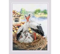 RIOLIS Stamped Cross Stitch Kit 11.75"X15.75"-Stork Family (14 Count) -R0088PT
