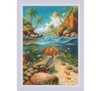 RIOLIS - Under The Water 2305, kits de punto de cruz de 8¼ x 11¾, kits de punto de cruz de animales para principiantes y avanzados, kit de punto de cruz para adultos, kit de costura de bordado natural