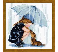 Riolis Unter Meinem Regenschirm Kit de Punto de Cruz, algodón, Multicolor, 25 x 25 x 0.1 cm