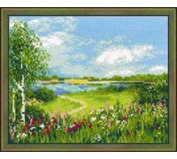 Riolis WEG Zum See - Kit de Punto de Cruz, algodón, Multicolor, 30 x 24 x 0,1 cm