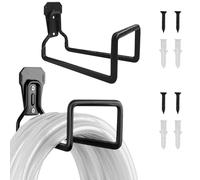 Riomijun 2 soportes de pared para manguera de jardín, de metal, montaje en pared, negro, 2 ganchos, capacidad de carga de 15 kg, jardín, patio, garaje o cobertizo