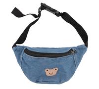 Rionera para nios, bonito diseo de albndigas, correa ajustable, material de lona para artculos esenciales, diseo de oso, azul claro