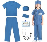 RioRand Disfraz de médico para niños pequeños, enfermeras, exfoliantes con accesorios, Halloween, cosplay, disfraz de médico, para niños y niñas de 3 a 11 años