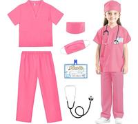 RioRand Disfraz de médico para niños pequeños, enfermeras, exfoliantes con accesorios, Halloween, cosplay, disfraz de médico, para niños y niñas de 3 a 11 años