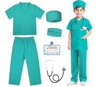 RioRand Disfraz de médico para niños pequeños, enfermeras, exfoliantes con accesorios, Halloween, cosplay, disfraz de médico, para niños y niñas de 3 a 11 años