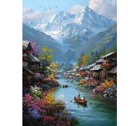 RíOs Pintorescos Y MontañAs Nevadas Diamond Painting Adultos Kits, 5D Redondo Diamantes Painting Niños Pintura, Diamant Art Bordado Punto Cruz Cuadros, Art Mosaico Decoración Pared Del 40x50cm hJ8-391
