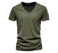 riou 2023 Camiseta Hombre Verano Manga Corta Vintage Estampado Camisas Informales Cuello en V T-Shirt Blusas Cómodo y Transpirable Deportiva Tops Oversize Ropa de Playa Caminar