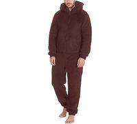 riou 2024 Pijama Invierno Hombre Original, Enteros Monos Talla Grande Empalme Jumpsuits Onesies Sleepwear Romper Manga Larga Cuello V Suave y Confortable Otoño Invierno Fiesta Ropa de Dormir