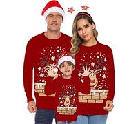 riou 2024 Sudaderas Navideñas Familiares Suéter Familia Invierno Jersey Navideño Familiar Manga Larga Pullover Mujer Hombre Niño Niña Chica Chico Christmas Jumper Blusas Cuello Redondo Tops
