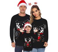riou 2024 Sudaderas Navideñas Familiares Suéter Familia Invierno Jersey Navideño Familiar Manga Larga Pullover Mujer Hombre Niño Niña Chica Chico Christmas Jumper Blusas Cuello Redondo Tops