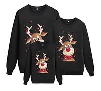 riou 2024 Sudaderas Navideñas Familiares Suéter Familia Invierno Jersey Navideño Familiar Manga Larga Pullover Mujer Hombre Niño Niña Chica Chico Christmas Jumper Blusas Cuello Redondo Tops A