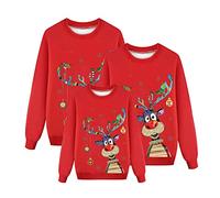 riou 2024 Sudaderas Navideñas Familiares Suéter Familia Invierno Jersey Navideño Familiar Manga Larga Pullover Mujer Hombre Niño Niña Chica Chico Christmas Jumper Blusas Cuello Redondo Tops