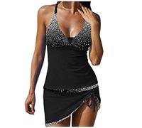 riou 2025 Bañador de Dos Piezas para Mujer Cuello en V Acolchado Sujetador BañAdores Brasileño Falda de baño Ropa de baño Mujeres Retro Estampado Verano 2 Piezas S-XXXXXL
