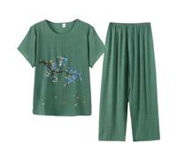 riou 2025 Conjunto Dos Piezas Mujer Lino Casual Color Sólido Tallas Grandes Conjunto Pantalon Y Blusa Suave Y Cómodo Ropa Para El Hogar Traje De Ligera Para Correr Gimnasio Yoga Trajes
