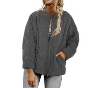 riou Abrigos Parka Mujer Invierno Largo Cuello Recto Sólido Chaquetas de Forro Polar de Bolsillo Suelta Chaquetón Termica Felpa con Capucha de Pelo Sintetico Cazadoras Talla Grande Cálido